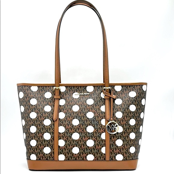 Michael Kors Polka Dot Brown Tote - Picture 1 of 12